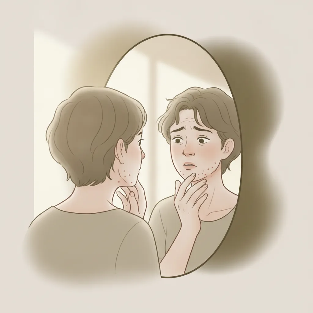 턱선에 반복되는 여드름, 강동구에서 흉터로 남기 전 판단법 일러스트
